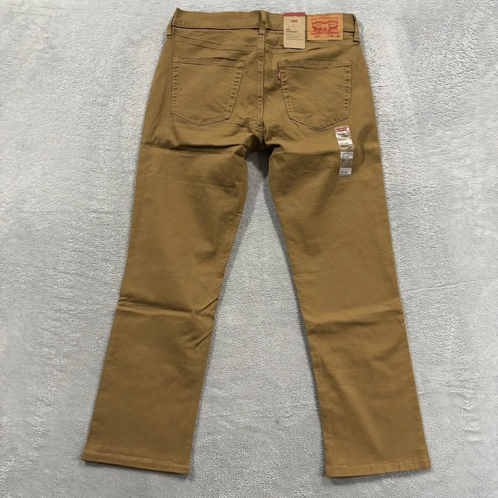 Levi's 514 Jeans Men's 32x30 Straight Mid Rise Premium Soft Twill Brown Khaki